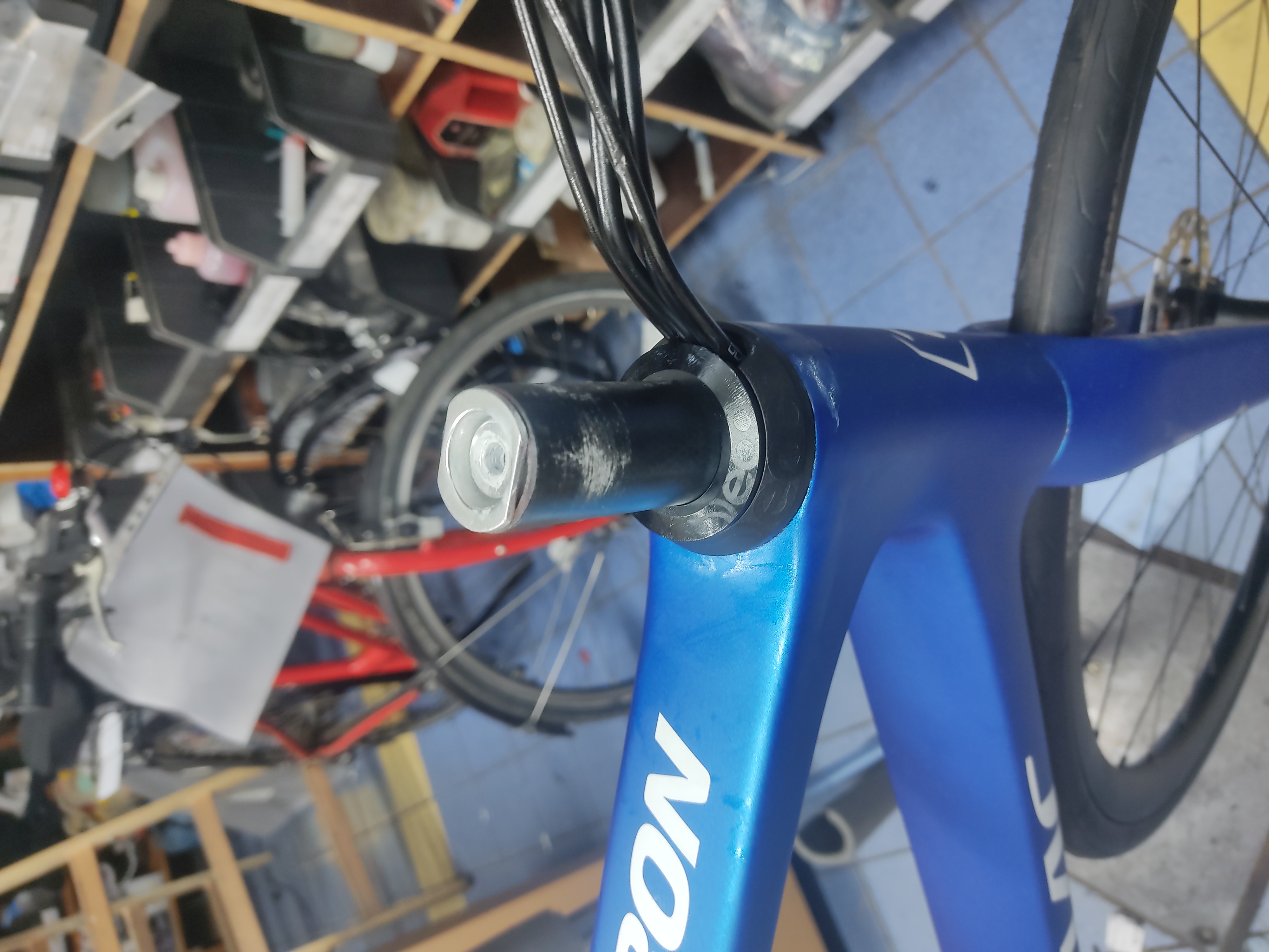 The DCR top section installed, no stem yet